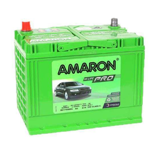 Amaron - 110D26L Left Terminal 12V 80AH JIS - New Car Battery