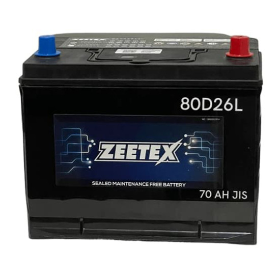 Zeetex - 80D26L Left Terminal 12V JIS 70AH - New Car Battery