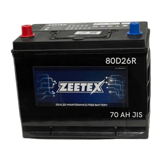 Zeetex - 80D26R Right Terminal 12V JIS 70AH - New Car Battery